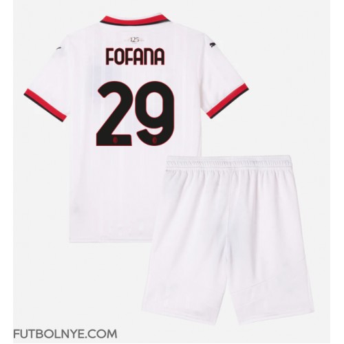 Camiseta AC Milan Youssouf Fofana #29 Visitante Equipación para niños 2024-25 manga corta (+ pantalones cortos)